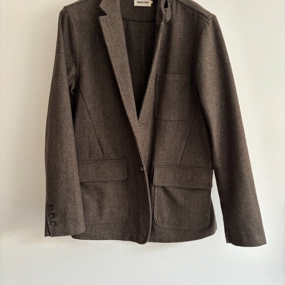 Taylor Stitch Olive Brown Wool Tweed Norfolk Hunting Jacket / Blazer - 42 Large - Picture 8 of 16
